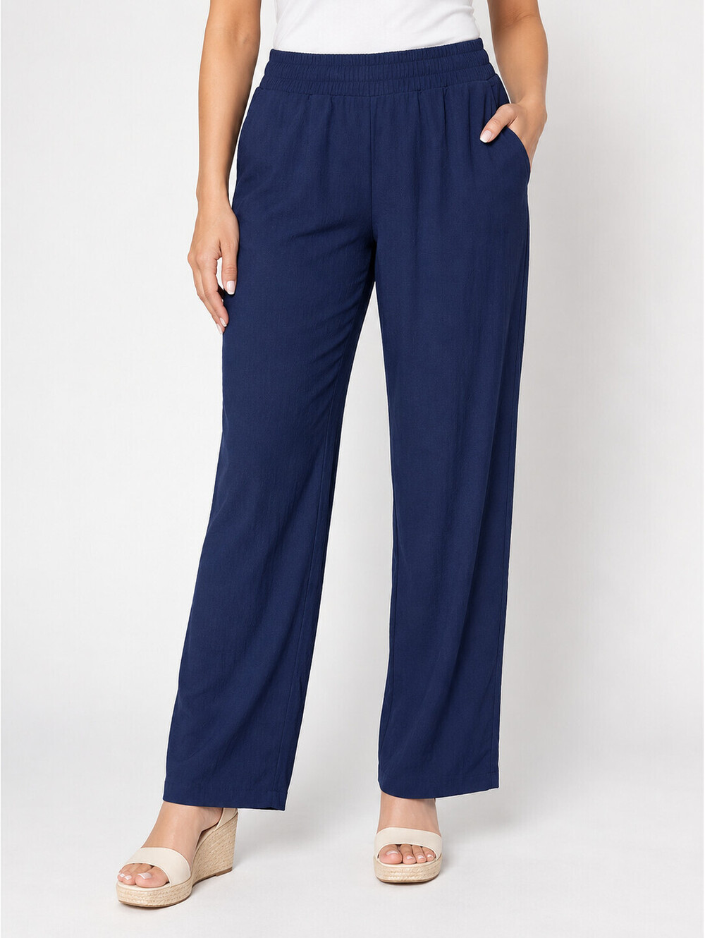 Brandis Dress Out Loud Reg Caribbean Crinkle Wide Leg Pants Sailor Navy, X-Large
